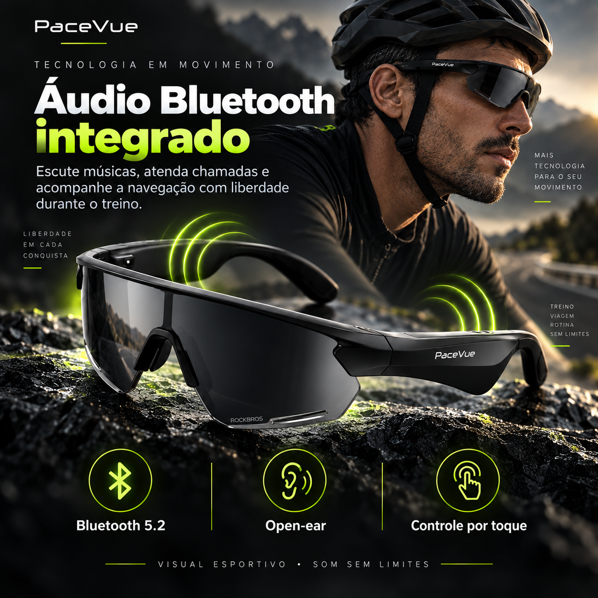 Pulse – Óculos Esportivo Inteligente com Áudio Bluetooth