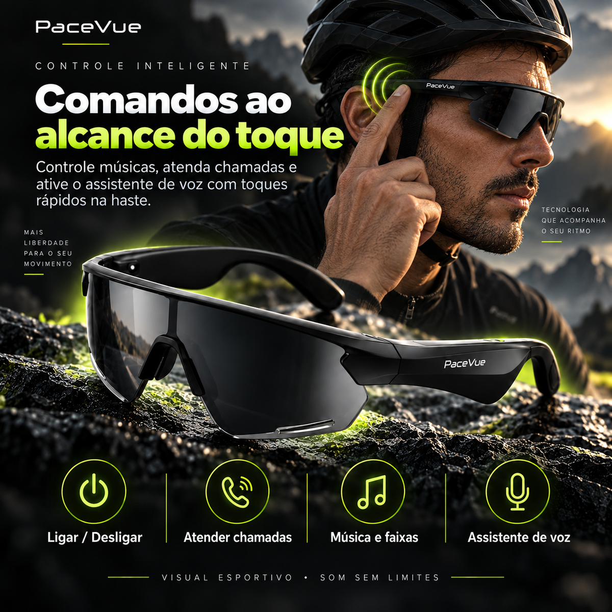Pulse – Óculos Esportivo Inteligente com Áudio Bluetooth